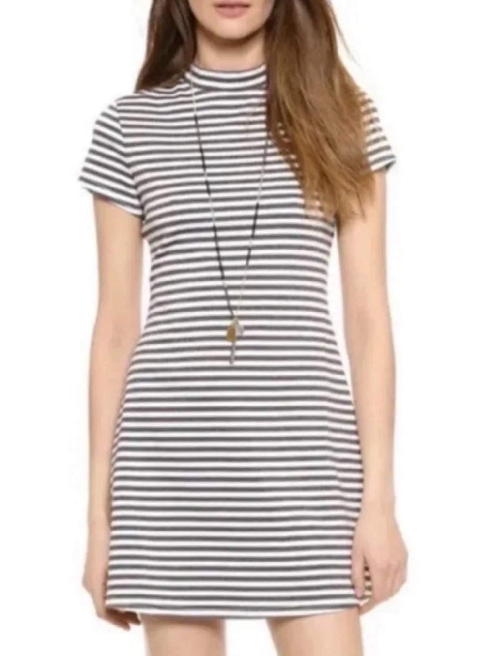 Free People Beach Gray and White Striped Mini Dress